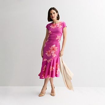 Petite Nine West Flounce Knit Midi Dress