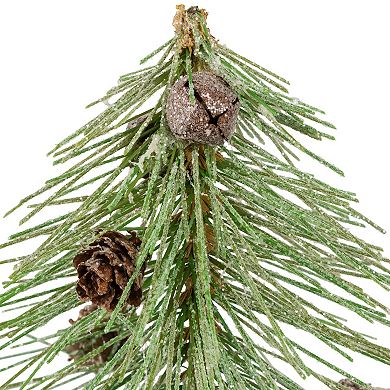 Northlight Frosted Bottle Brush Artificial Tree on Wooden Base Christmas Table Decor