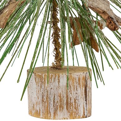 Northlight Frosted Bottle Brush Artificial Tree on Wooden Base Christmas Table Decor