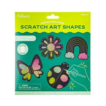 Pulsar 8 pc Springtime Cheer Scratch Art Shapes