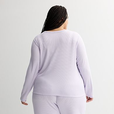 Plus Size Sonoma Goods For Life® Ribbed Long Sleeve Pajama Top