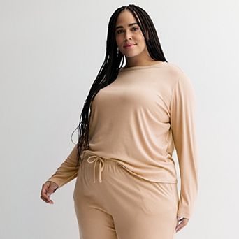Plus Size Sonoma Goods For Life® Ribbed Long Sleeve Pajama Top