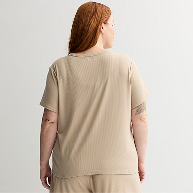 Plus Size Sonoma Goods For Life® Ribbed Short Sleeve Pajama Top