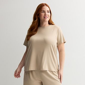Plus Size Sonoma Goods For Life® Ribbed Short Sleeve Pajama Top