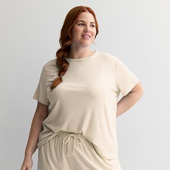 Plus Size Sonoma Goods For Life® Ribbed Short Sleeve Pajama Top