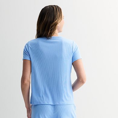 Women's Sonoma Goods For Life® Ribbed Short Sleeve Pajama Top