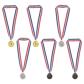 Gold Winner Award Medals, 6 Pack Style Award Medals 1st Prizes with Ribbon for Games