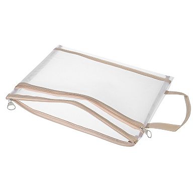 Nylon Document Zip Pouch with Handle A4 Mesh Clear Files Bag for Office Business