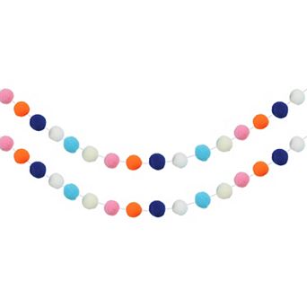 2 pc Pom Pom Garland, 8.2 Feet Decorative Hanging Garland Ball Banner with 30 pc Felt Balls