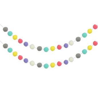 2 pc Pom Pom Garland, 8.2 Feet Decorative Hanging Garland Ball Banner with 30 pc Felt Balls