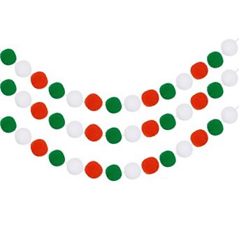 3 pc Felt Ball Garland Pom Pom Garland Handing Balls 24 Balls Party Banner Decor for Birthday Party