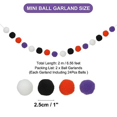2Pcs Pom Pom Garland, 6.5Ft Decor Hanging Garland Ball Banner with 20Pcs Balls