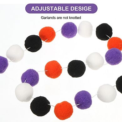 2Pcs Pom Pom Garland, 6.5Ft Decor Hanging Garland Ball Banner with 20Pcs Balls
