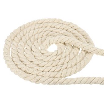 5/8 Inch x 49 Feet Natural Twisted Cotton Rope, 3 Strand Tug of War Rope with Sealing Tape