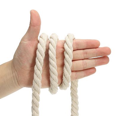 5/8 Inch x 49 Feet Natural Twisted Cotton Rope, 3 Strand Tug of War Rope with Sealing Tape