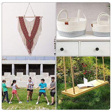 5/8 Inch x 49 Feet Natural Twisted Cotton Rope, 3 Strand Tug of War Rope with Sealing Tape