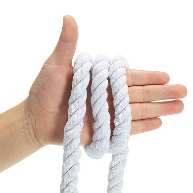 3/4 Inch x 49 Feet Natural Twisted Cotton Rope, 3 Strand Tug of War Rope with Sealing Tape