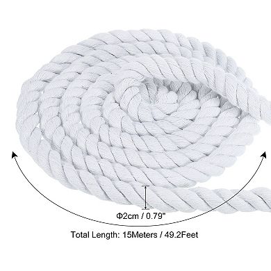 3/4 Inch x 49 Feet Natural Twisted Cotton Rope, 3 Strand Tug of War Rope with Sealing Tape