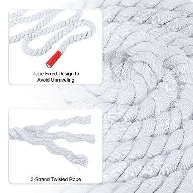 3/4 Inch x 49 Feet Natural Twisted Cotton Rope, 3 Strand Tug of War Rope with Sealing Tape