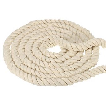 3/4 Inch x 49 Feet Natural Twisted Cotton Rope, 3 Strand Tug of War Rope with Sealing Tape