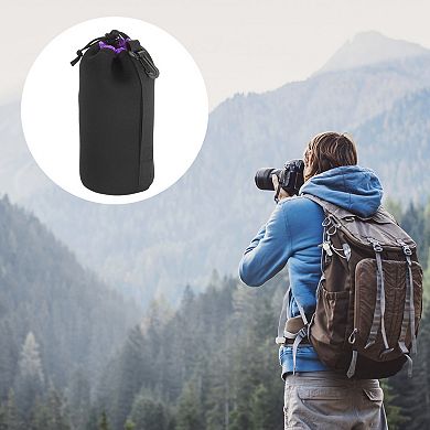 Camera lens Bag with Thick Protective Neoprene for DSLR Camera lens 3.5"x7.1", Black Purple