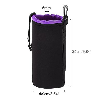 Camera lens Bag with Thick Protective Neoprene for DSLR Camera lens 3.5"x7.1", Black Purple