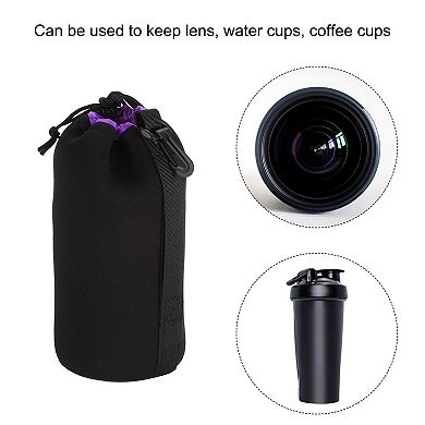 Camera lens Bag with Thick Protective Neoprene for DSLR Camera lens 3.5"x7.1", Black Purple