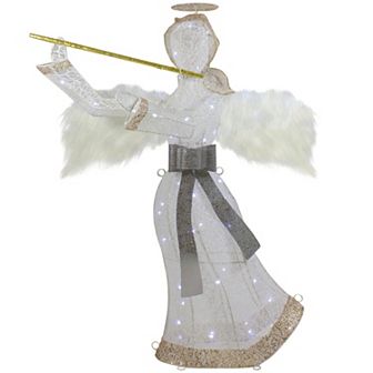 Northlight 36-Inch LED Lighted Lace Angel with Flute Outdoor Decoration