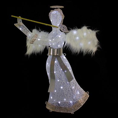 Northlight 36-Inch LED Lighted Lace Angel with Flute Outdoor Decoration