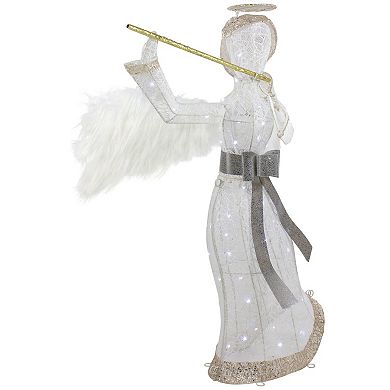 Northlight 36-Inch LED Lighted Lace Angel with Flute Outdoor Decoration