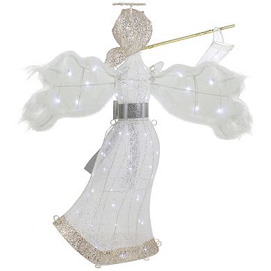 Northlight 36-Inch LED Lighted Lace Angel with Flute Outdoor Decoration