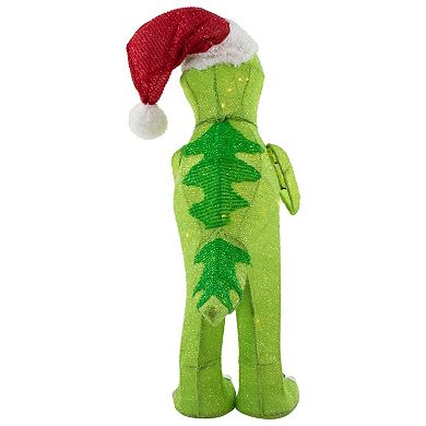 Northlight LED Lighted Tinsel Santa T-Rex Dinosaur Outdoor Decoration - 30 inches