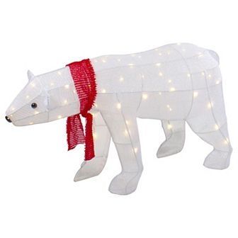 Northlight LED Lighted Tinsel Polar Bear Outdoor Decoration 32 in