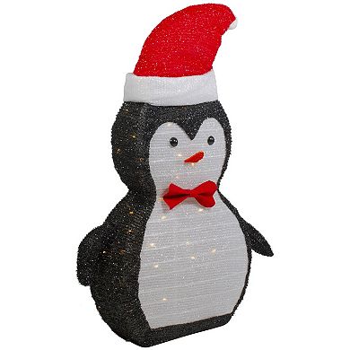 Northlight LED Lighted Tinsel Penguin with Santa Hat Outdoor Christmas Decoration 28 Inches