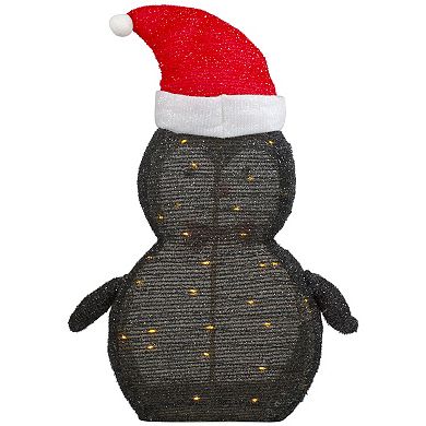 Northlight LED Lighted Tinsel Penguin with Santa Hat Outdoor Christmas Decoration 28 Inches