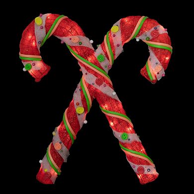 Northlight Lighted Sisal Double Candy Cane Outdoor Decoration - 26-inches