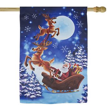 Northlight Santa's Reindeer-Drawn Sleigh Ride Outdoor Flag