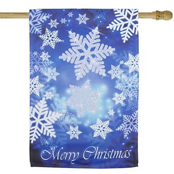 Northlight Sparkling Snowflakes "Merry Christmas" Outdoor House Flag
