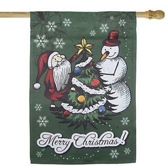 Northlight Merry Christmas Santa & Snowman House Flag