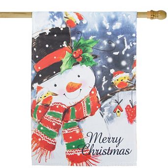 Northlight Snowman & Birds Merry Christmas Outdoor House Flag