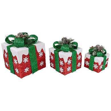 Northlight Set of 3 Lighted Gift Boxes Christmas Decorations 12-inch
