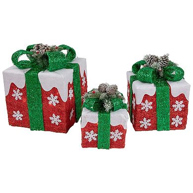 Northlight Set of 3 Lighted Gift Boxes Christmas Decorations 12-inch