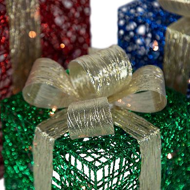 Northlight Set of 3 Lighted Gift Boxes Christmas Decorations 9.75 inches
