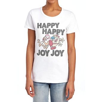 Juniors' Ren And Stimpy Happy Happy Joy Joy Graphic Tee