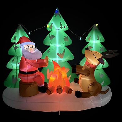 Northlight LED Inflatable Santa Claus & Reindeer Outdoor Christmas Decoration