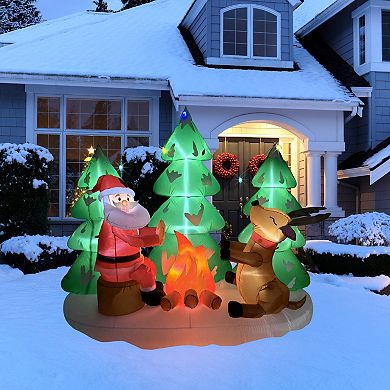 Northlight LED Inflatable Santa Claus & Reindeer Outdoor Christmas Decoration