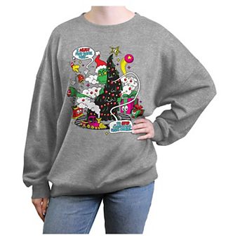 Juniors' The Grinch Must Stop Christmas Graphic Pullover