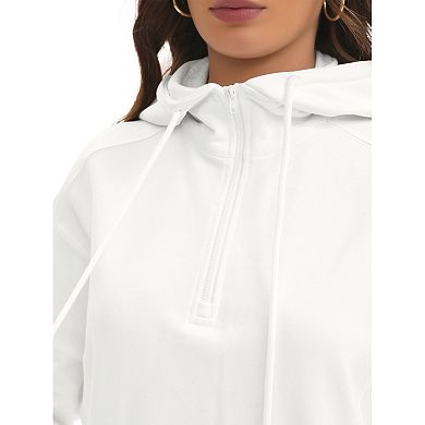 Womens Cropped Hoodie Long Sleeve Half Zip Pullover Oversized Sweatshirts Fall Winter Outfits