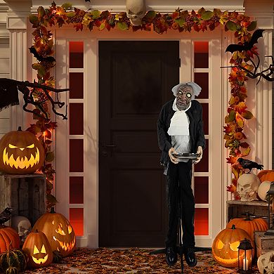 Northlight 5.5-ft. LED Lighted Animated Butler with Sound Halloween Decoration