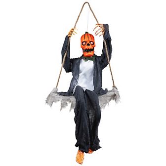 Northlight Animated 30 in Swinging Pumpkin Man Halloween Decoration